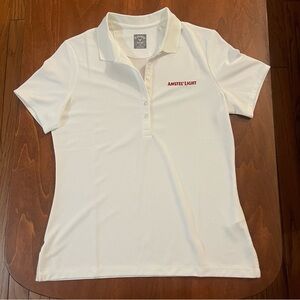 Callaway White Button Down Polo golf Shirt with Amstel logo size medium